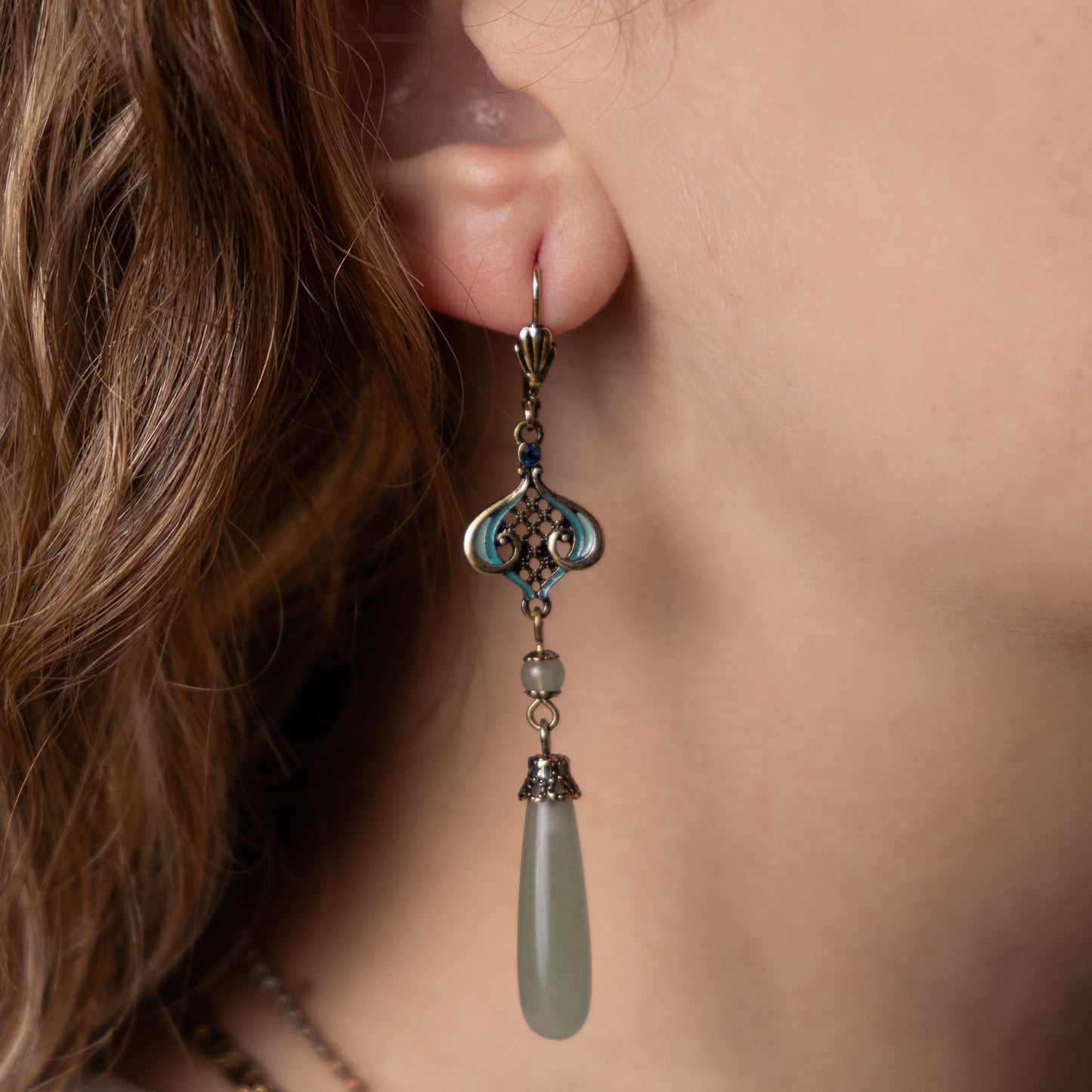 Aventurine Natural Stone Green Drop Earring