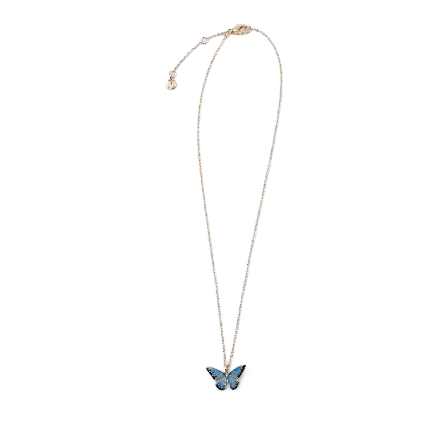 Fable Enamel Blue Butterfly Short Necklace