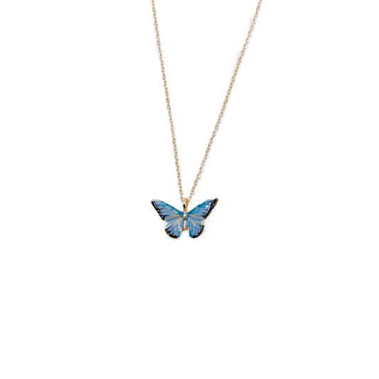 Fable Enamel Blue Butterfly Short Necklace