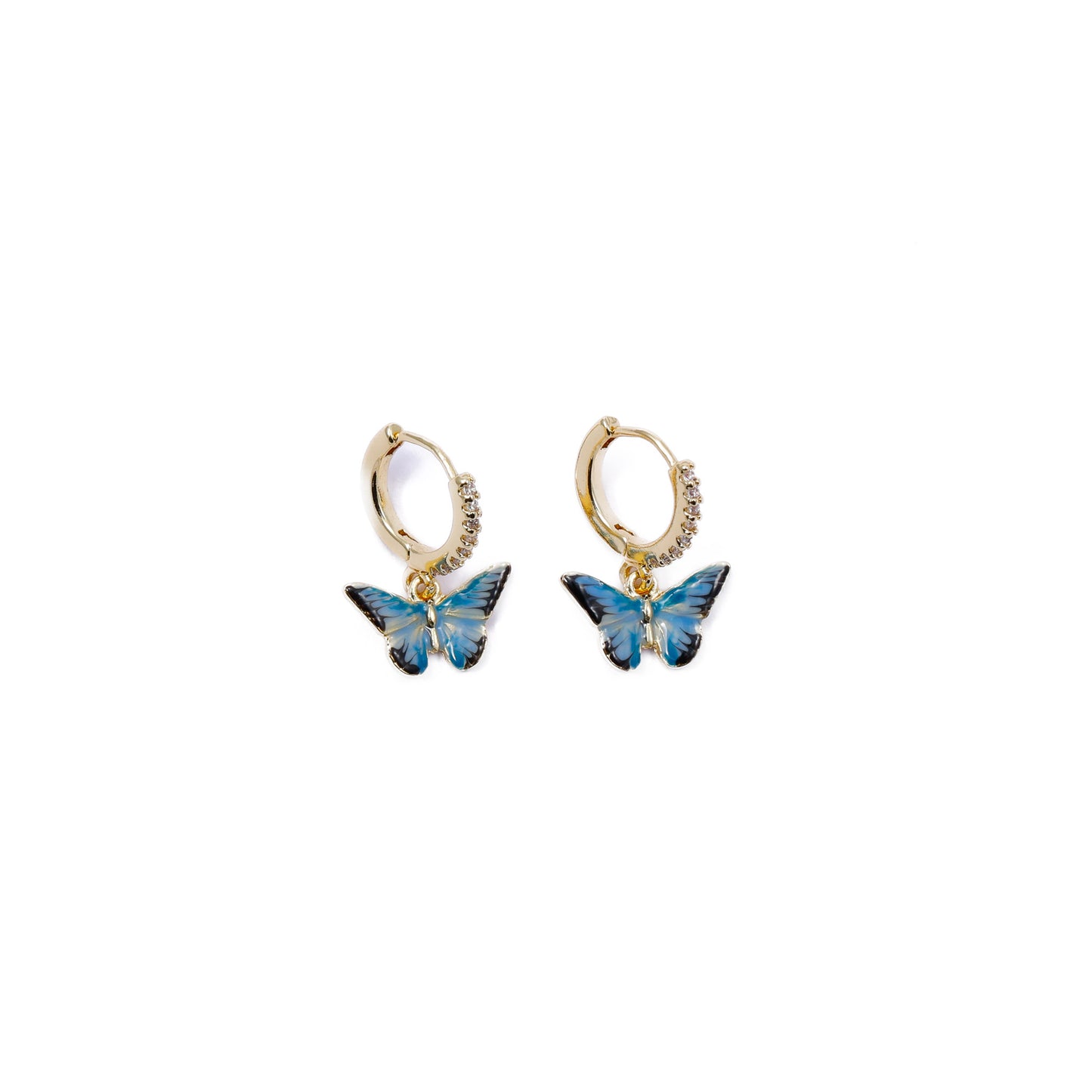 Fable Enamel Blue Butterfly Huggie Earrings