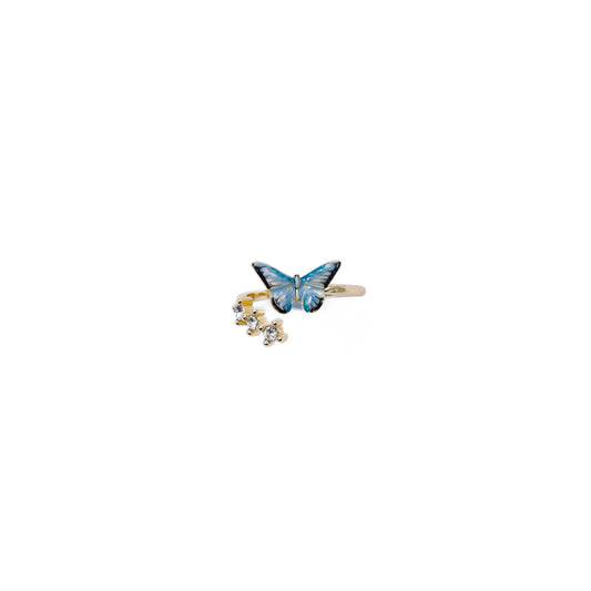 Fable Enamel Blue Butterfly Ring