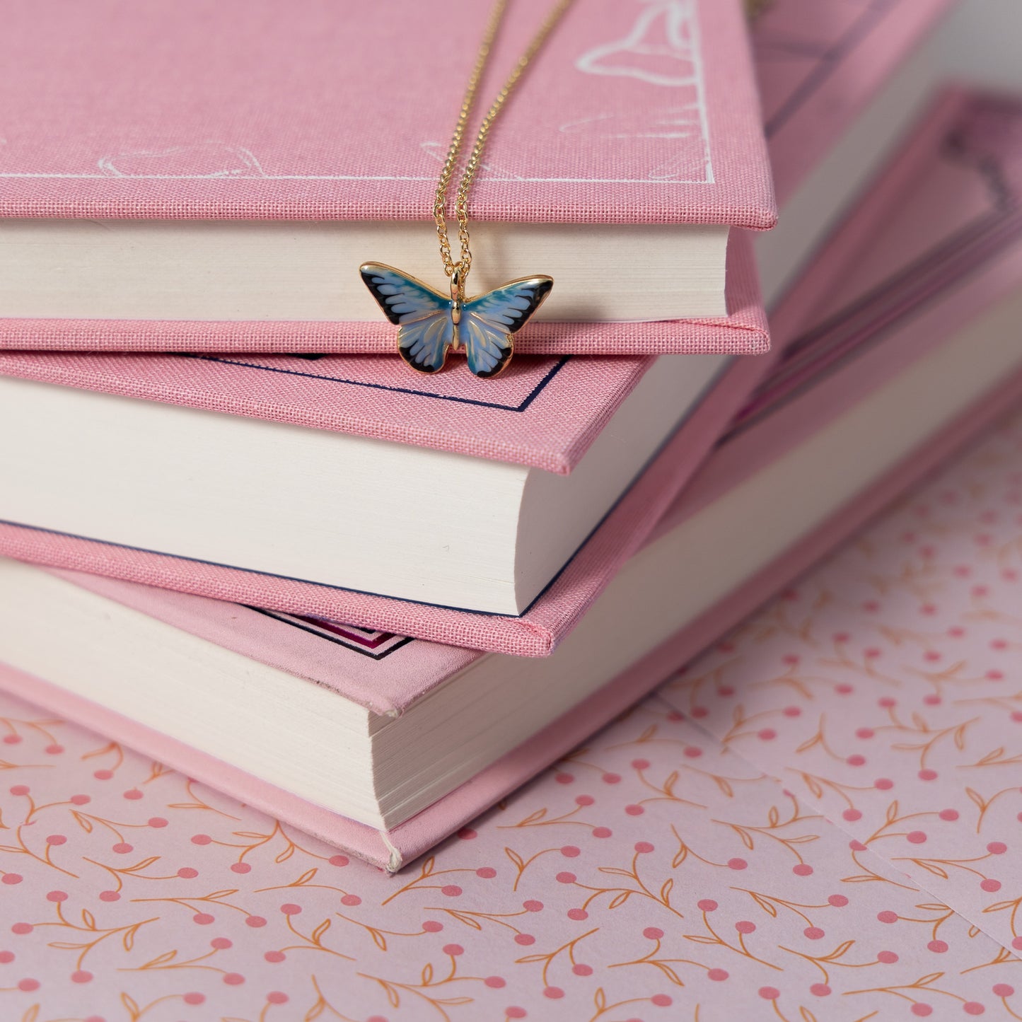 Fable Enamel Blue Butterfly Short Necklace