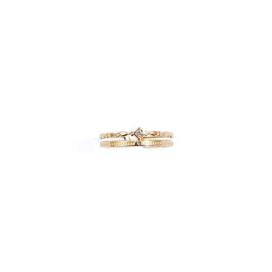 Dainty 2 layer diamante ring